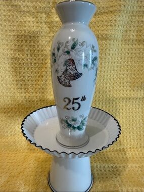 Japan Lefton China 1096 Porcelain 25th Anniversary Vase